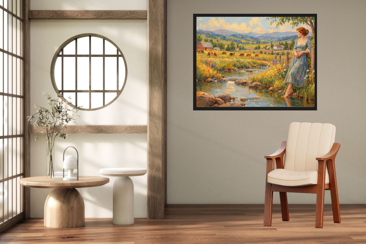 Barefoot Where The Wildflowers Grow | Vintage Farm Landscape Art | Giclee Paper • Wood • Metal • Canvas