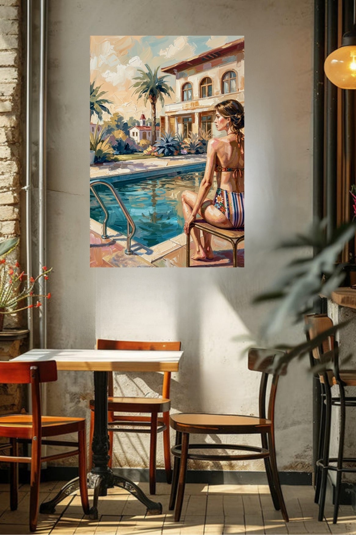 By the Pool, Bahamas | Tropical Resort Wall Art | Island Vacation Impressionist Painting | Giclée Paper • Canvas • Wood • Metal