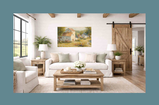 Tuscan Village Farmhouse – Impressionist Italian Country Painting, European Farmhouse Wall Art, Giclée on Canvas, Wood, Metal & Fine Art Paper