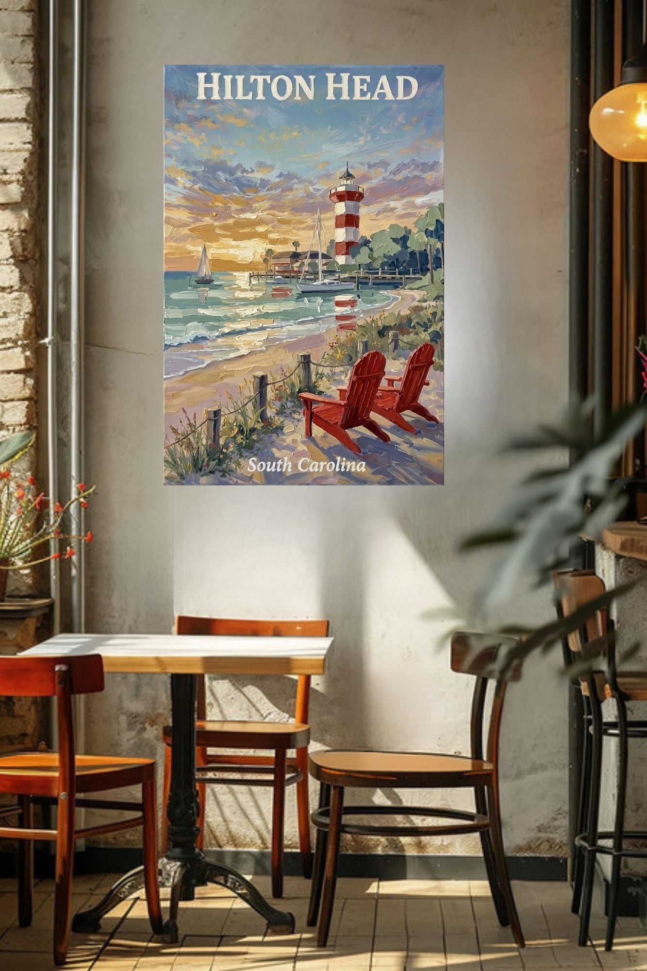 Hilton Head Sunset at Harbour Town Lighthouse | Ocean Print| Beach Art| Travel Poster| Giclee Paper- Wood- Metal- Canvas