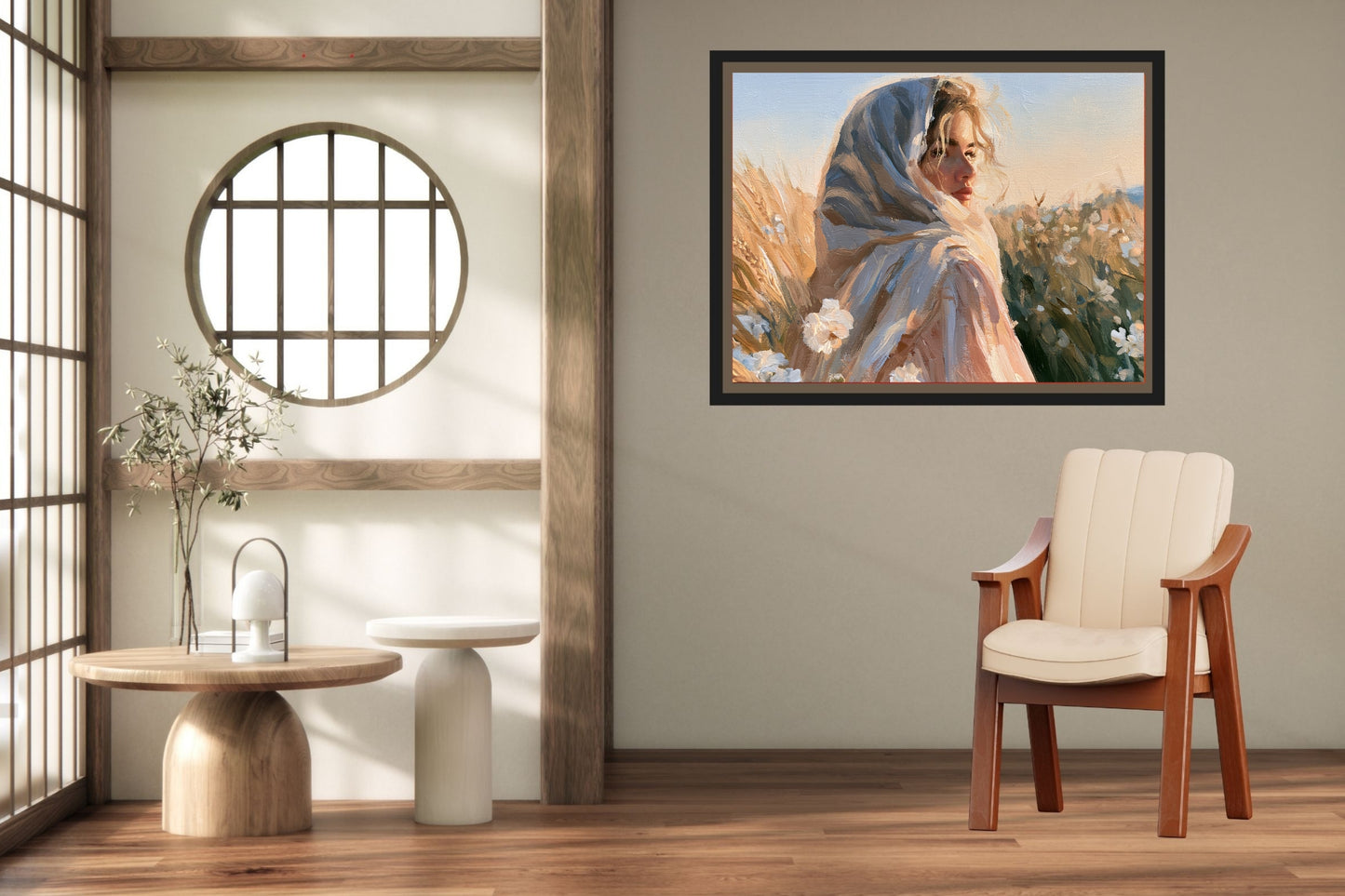Lovely Woman | Vintage Farm Girl Art Print | Golden Wheat Field | Rustic Country Wall Art | Giclee Paper Canvas Wood & Metal