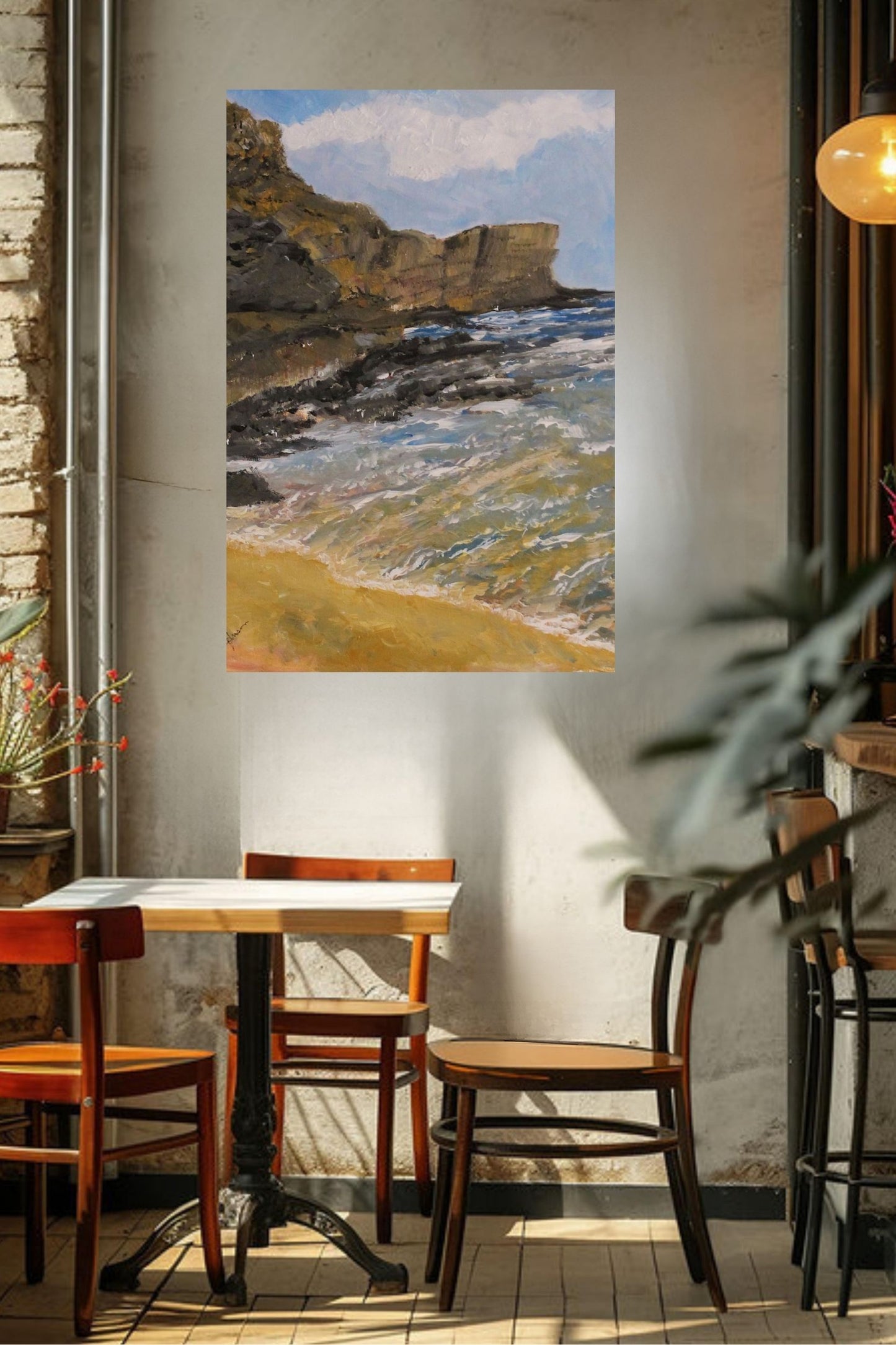 High Cliffs | Original Teresa Johnson Coastal Landscape | Ocean Cliff Wall Art | Seascape Giclée Print | Paper, Wood, Metal, Canvas
