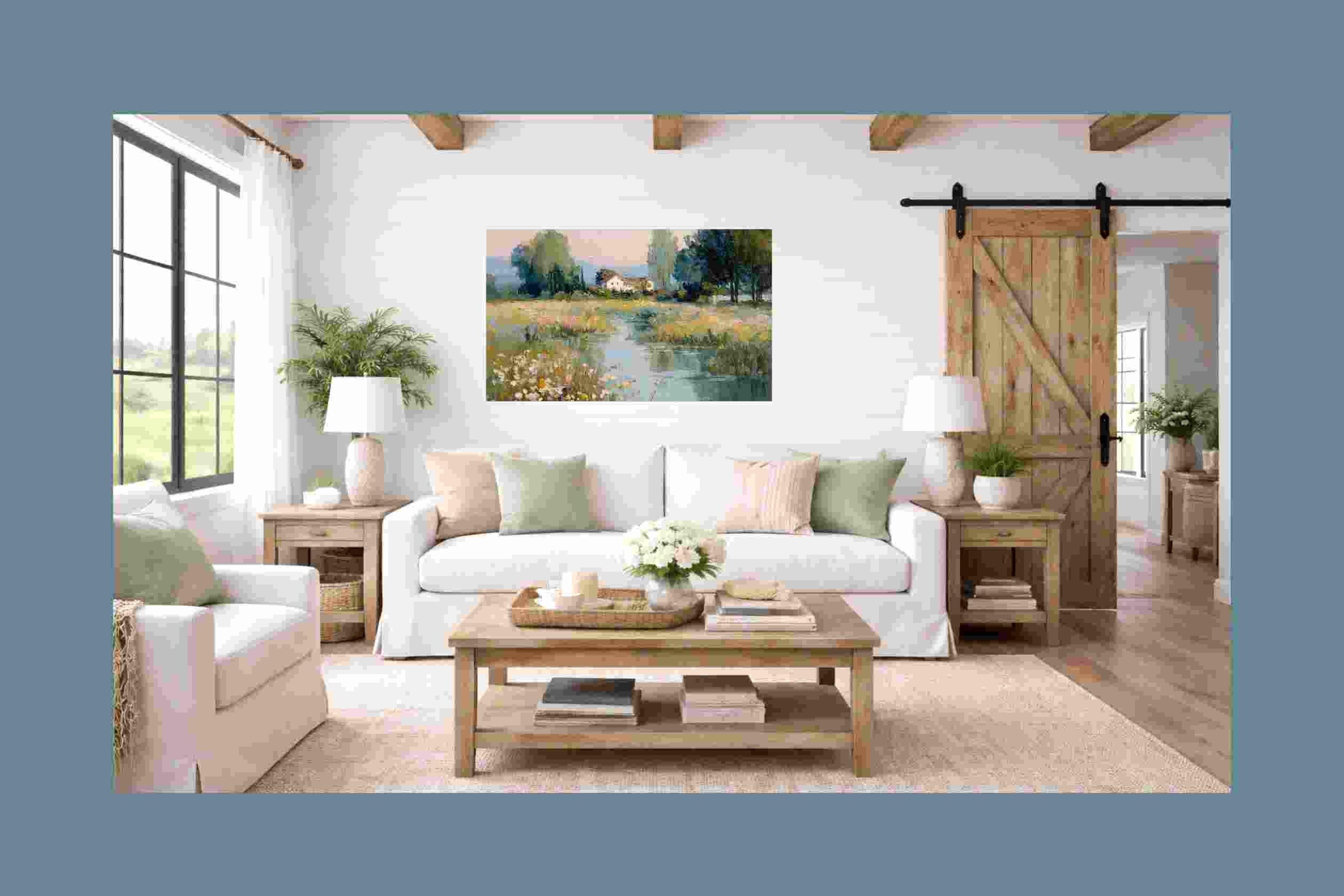 Gentle Waters Cottage |Impressionist Print| Stream and Wildflower Art| Cottage Garden Wall Art| Giclée on Canvas, Wood, Metal & Fine Art Paper