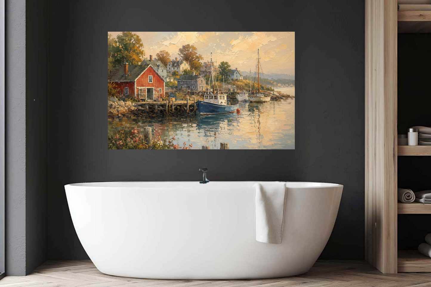 Coastal Harbor at Golden Hour | New England Print| Harbor Wall Print | Fishing Boat Coastal Decor | Canvas Wood Metal Giclee Print