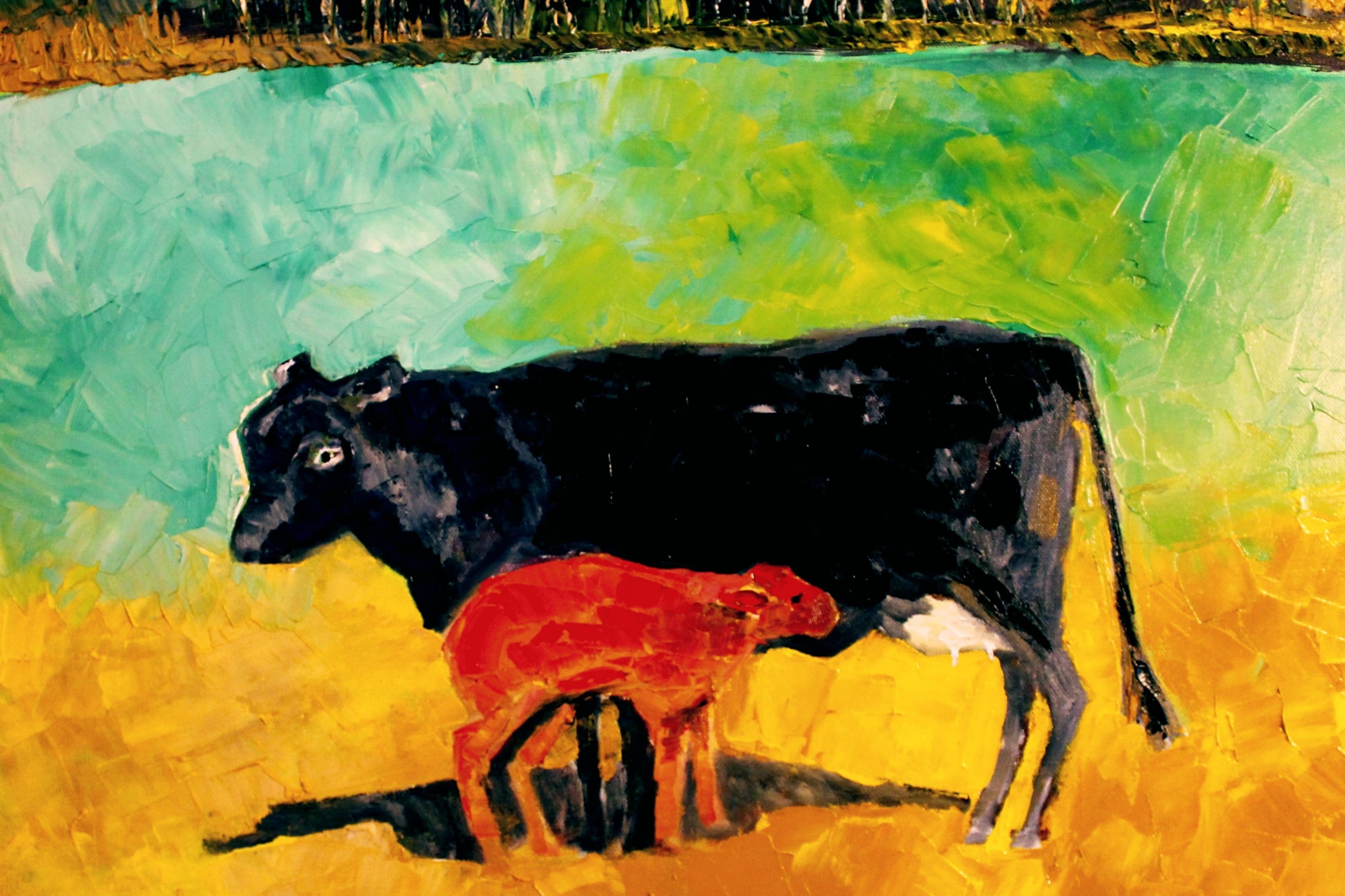 Allison's Cow and Calf Fine| Original Teresa Johnson Print | Western Decor |-Giclee Paper- Wood- Metal- Canvas