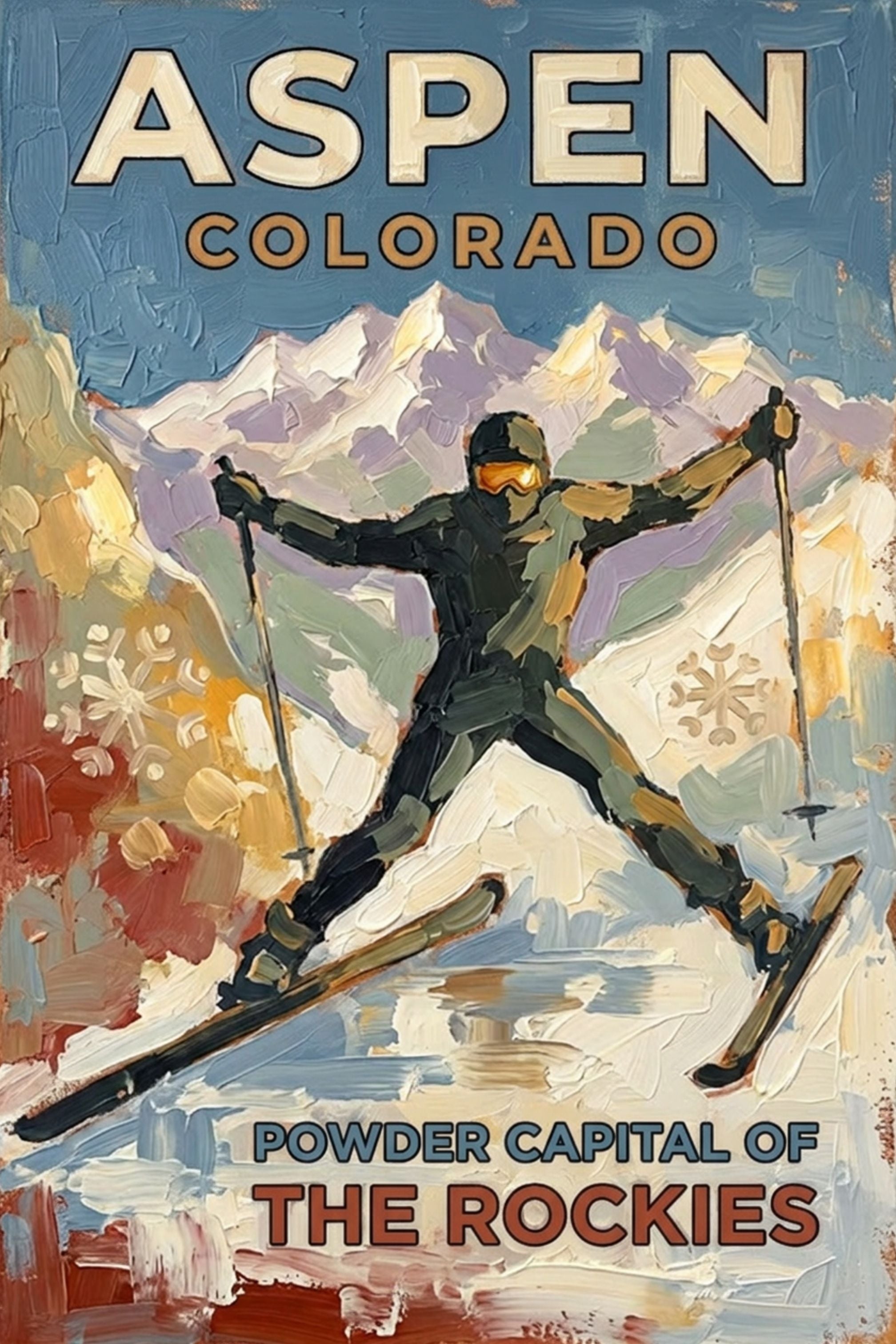 Aspen Colorado Powder Capital Of The Rockies| Snow Print| Giclee on Paper - Wood - Metal - Canvas