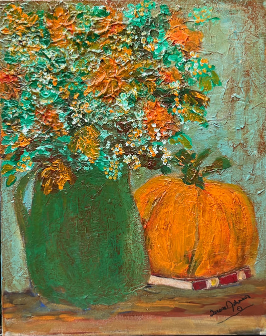 Autumn Wild Flower Bouquet. 16" x 20" x 0.5" – Acrylic- Glazed and Varnished