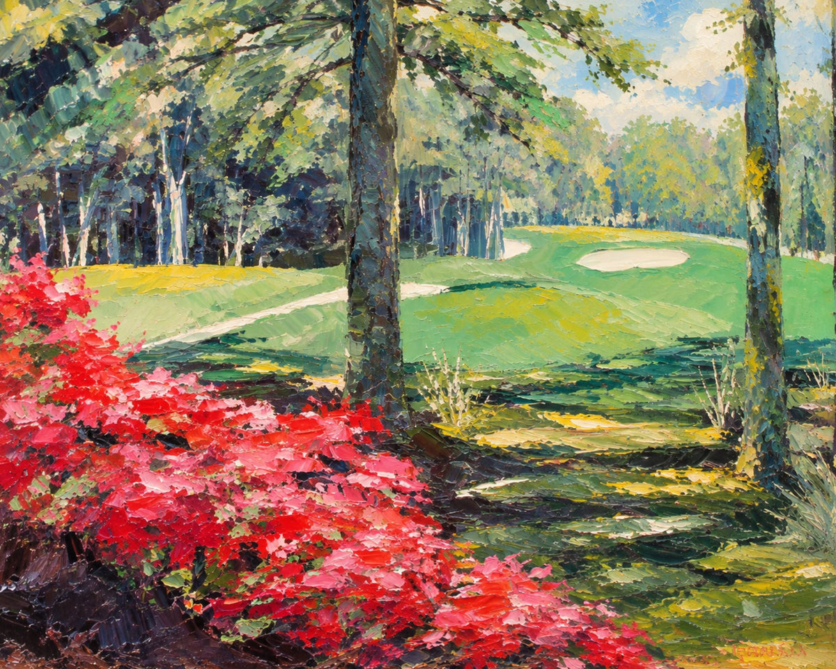 Azaleas Along the Fairway | Southern Golf Course Art | Giclée Paper • Wood • Metal • Canvas