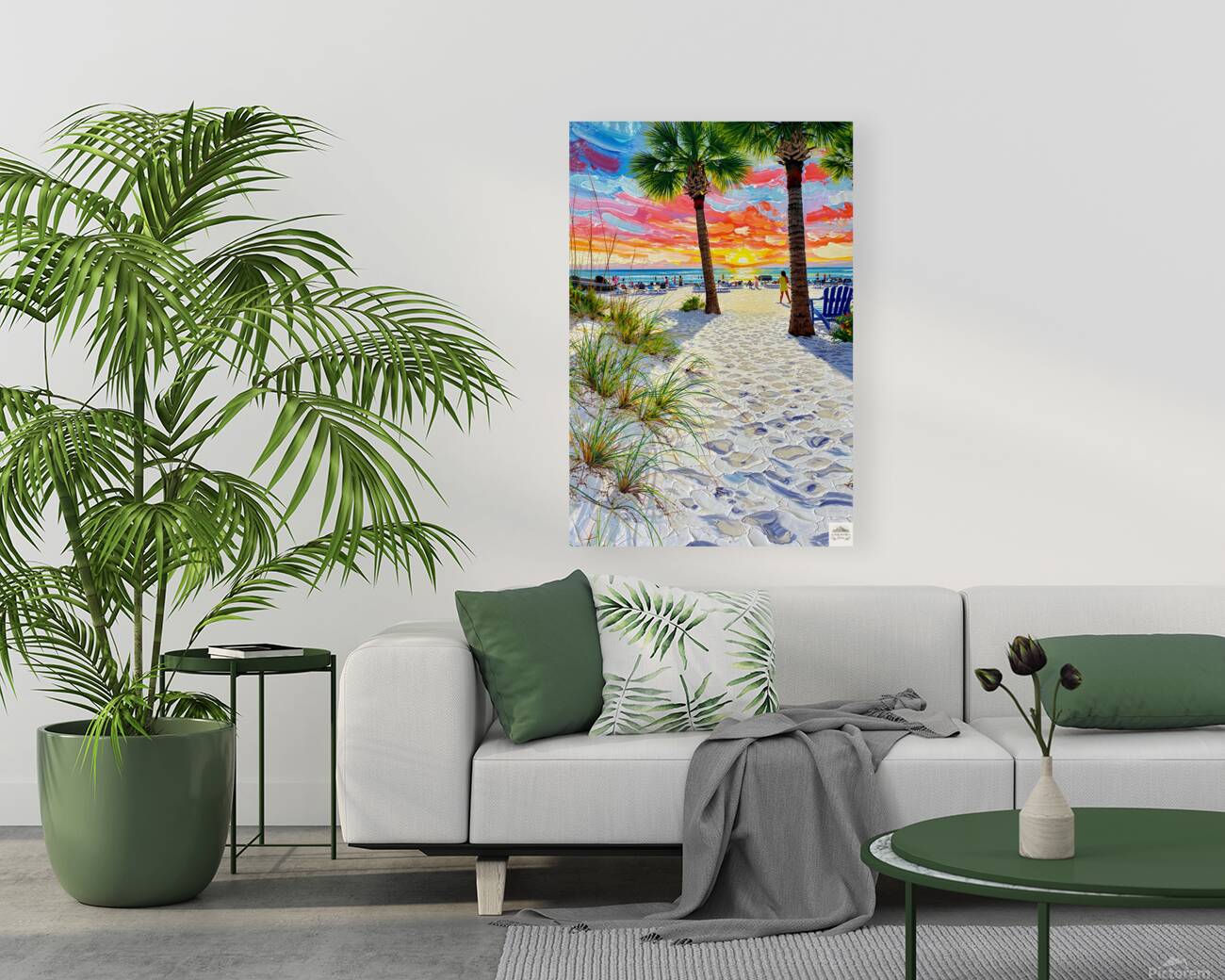 Peaceful Shores | Coastal Beach| Palm Tree Art| Giclee Paper- Wood- Metal- Canvas