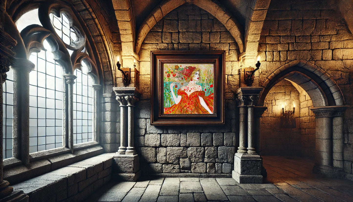 The “Queen of Autumn: Lady Sylvara" 24"x 24" x 1.5" Acrylic textured and varnished painting.