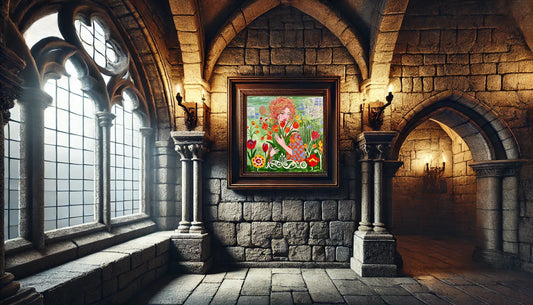 The Queen of Spring: Lady Fioralis 24x24 x 1.5-inch Acrylic textured and varnished painting.