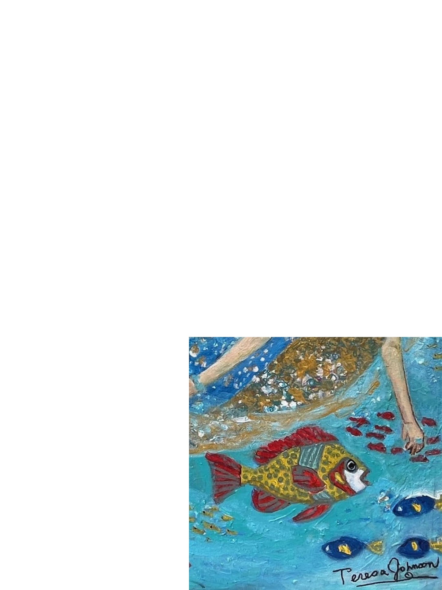 Nautica mermaid art – Original Acrylic Painting| (24x12x 1.5-inch) Textured Impressionist Wall Art | Teresa Johnson