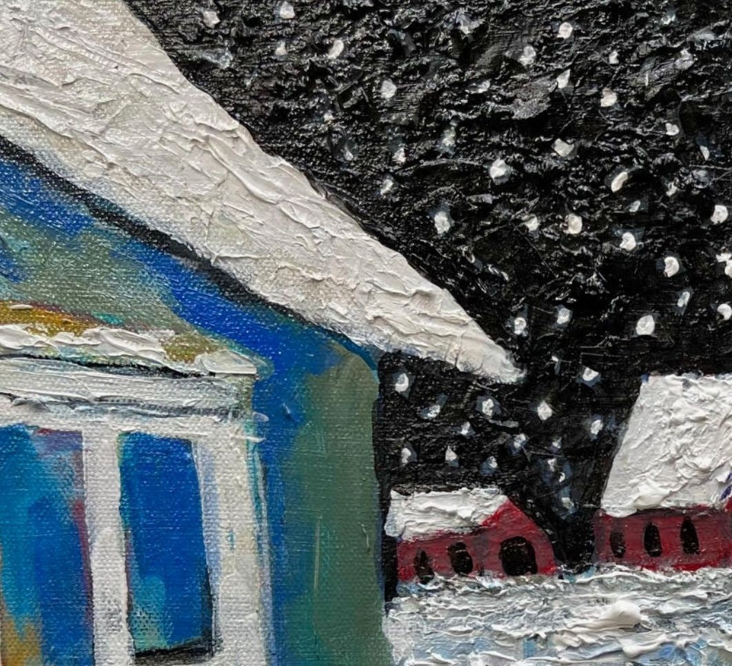 Country Christmas – 12 x 16x 0.5inch- Heavy Texture Acrylic and Mixed Media