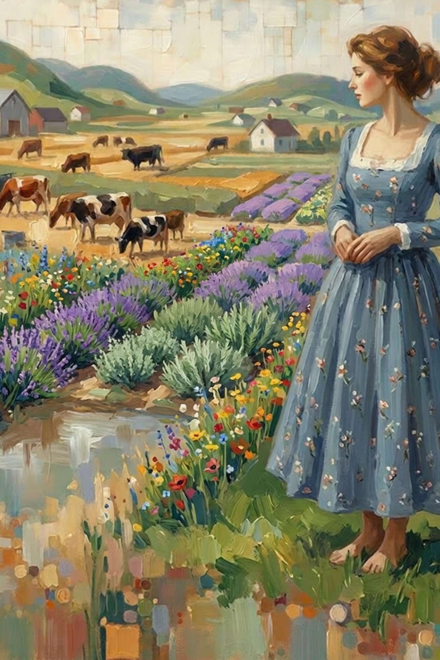 Farm Wildflowers and Pastures | Vintage Farm Landscape Art | Giclée Paper • Wood • Metal • Canvas
