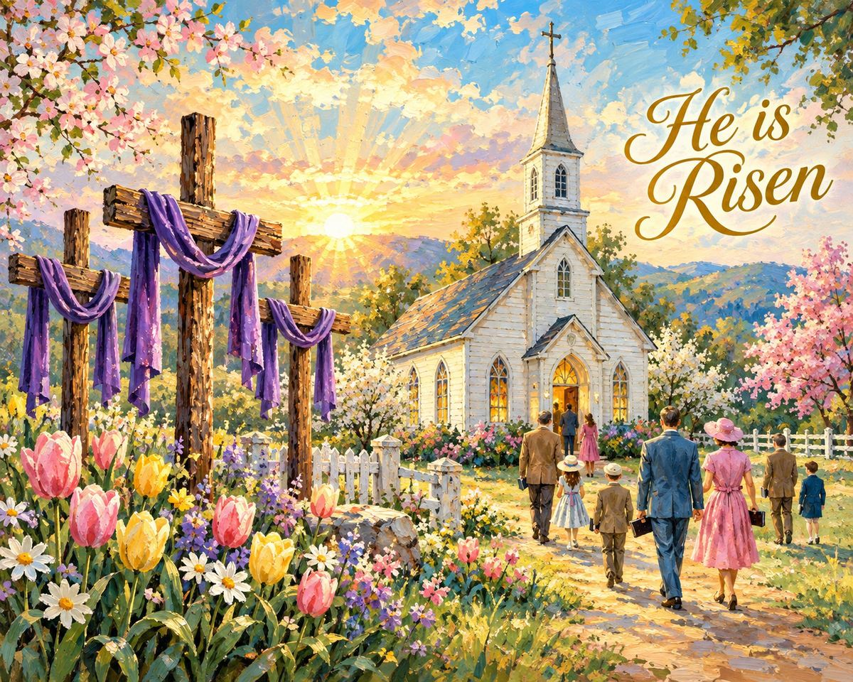 Easter Morning At the Country Church| Prints, Canvas, Wood, or Metal Art