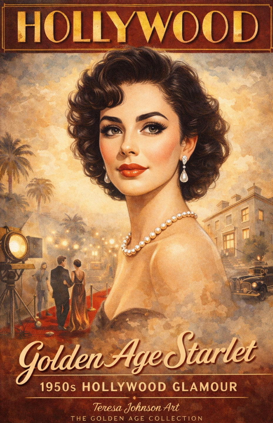 Golden Age Starlet Glamour. Vintage Hollywood Art. Giclee Paper- Wood- Metal- Canvas