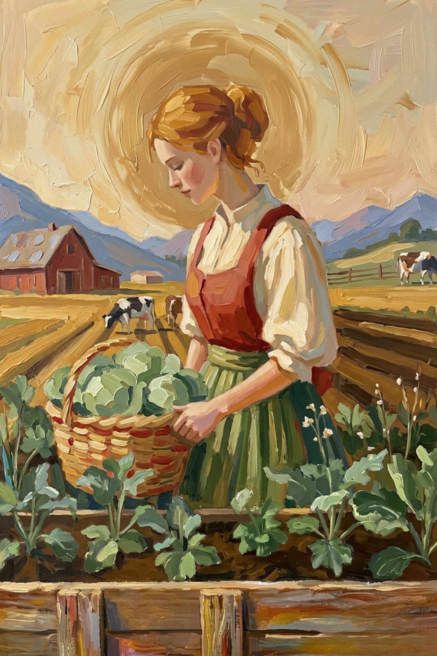 Harvest The Garden| Vintage Farm Cow Art| Giclee Paper- Wood- Metal- Canvas