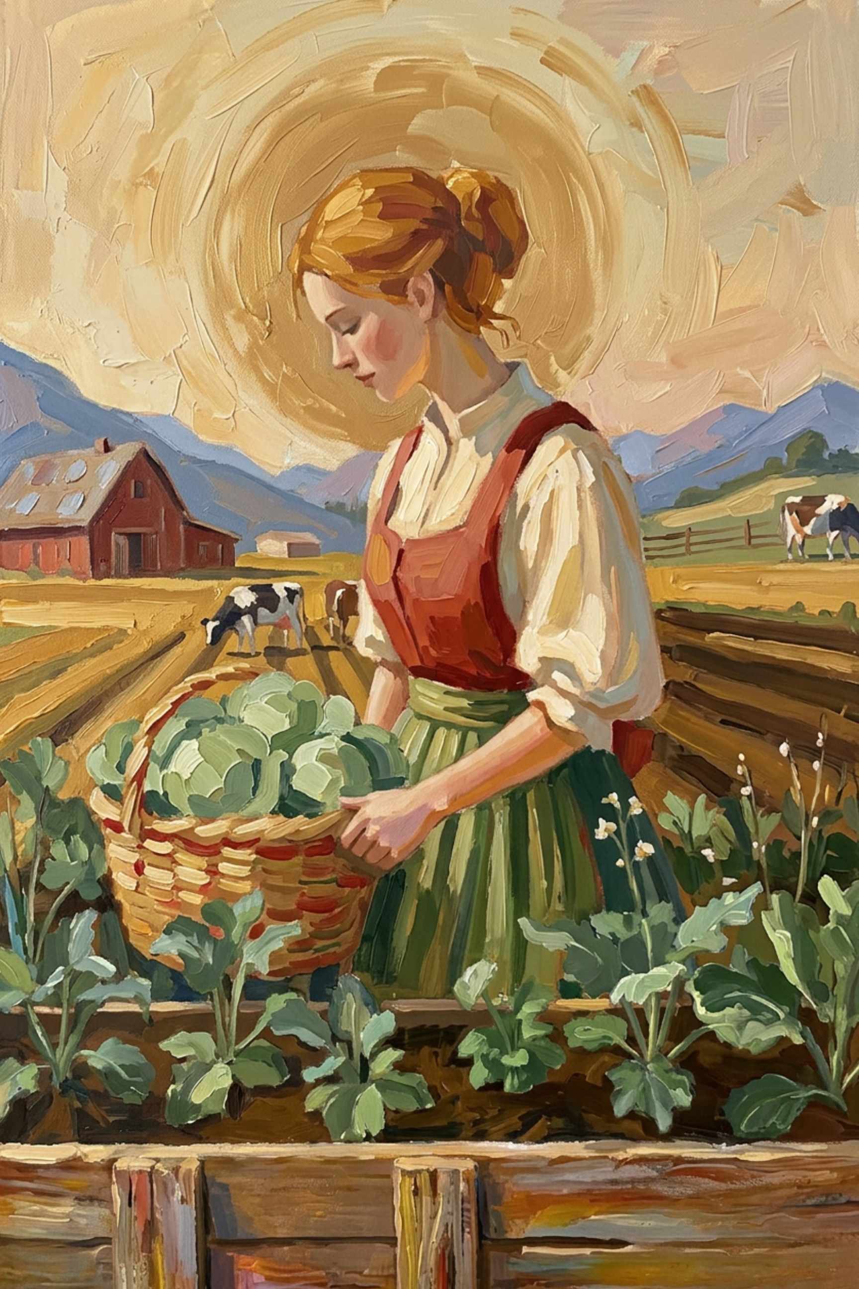 Harvest The Garden| Vintage Style Print| Farm Cow Art| Giclee Paper- Wood- Metal- Canvas