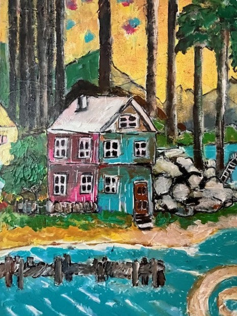 Tropical Island Art |Original Acrylic Painting| Island Days (24x24x1,5-inch)| Textured Impressionist Wall Art | Teresa Johnson