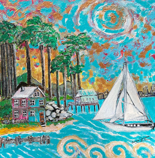Island Days  24" x 24" x 1"  Acrylic Painting on Gallery Canvas
