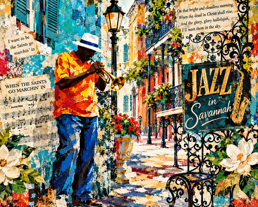 Savannah Jazz & Southern Soul | Vintage Music Collage Art | Giclée Paper • Wood • Metal • Canvas