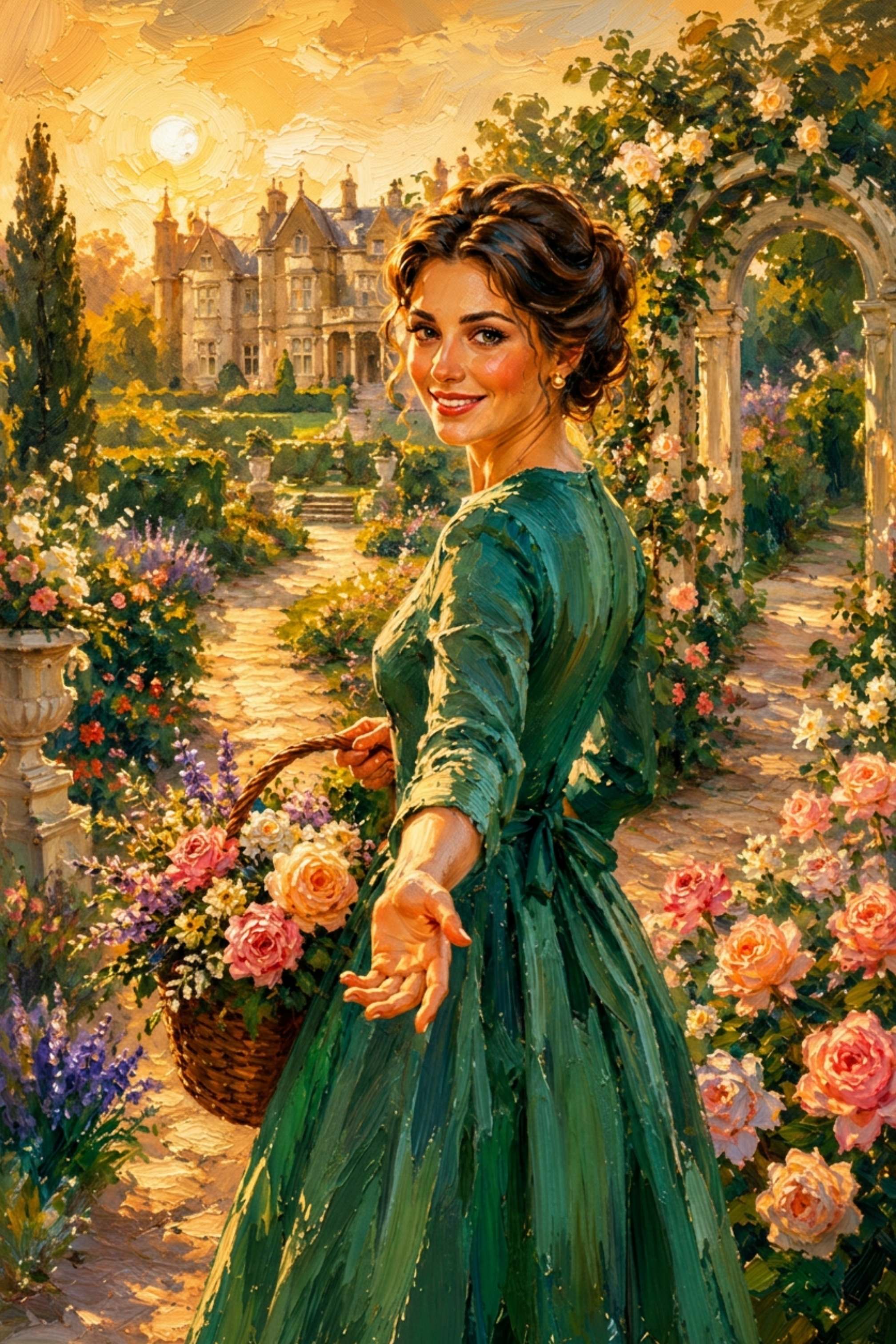 Join Me in my Garden | Romantic Garden Path | Impressionist Garden Wall Art | Giclée Paper • Wood • Metal • Canvas