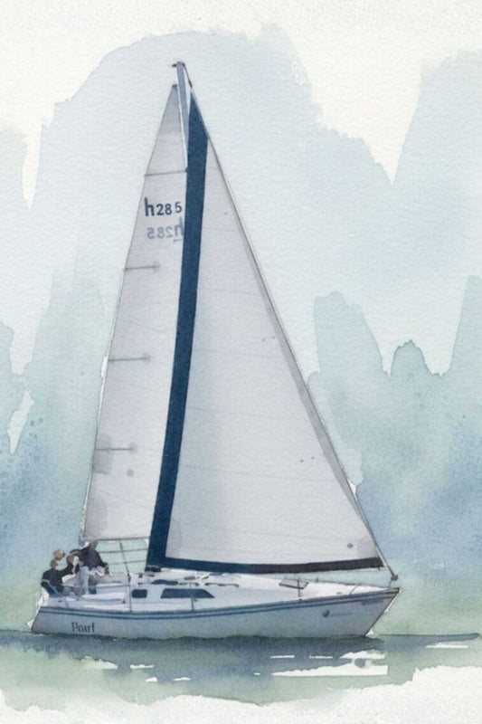 Sailing Boat | Water Sports Art| Prints, Giclee Paper, Giclee Canvas, Birch Wood, and Metal Panels