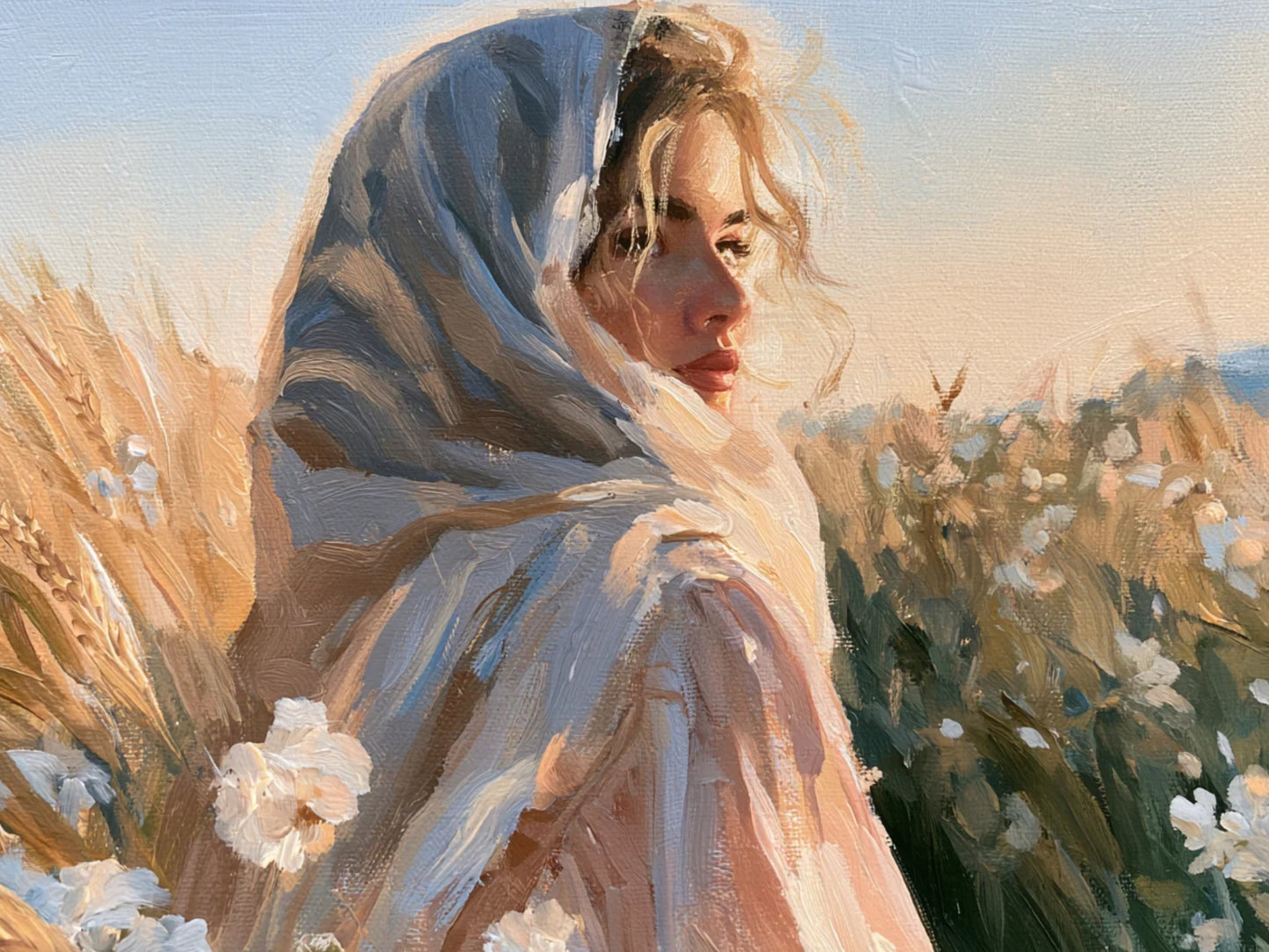 Lovely Woman | Vintage Farm Girl Art Print | Golden Wheat Field | Rustic Country Wall Art | Giclee Paper Canvas Wood & Metal