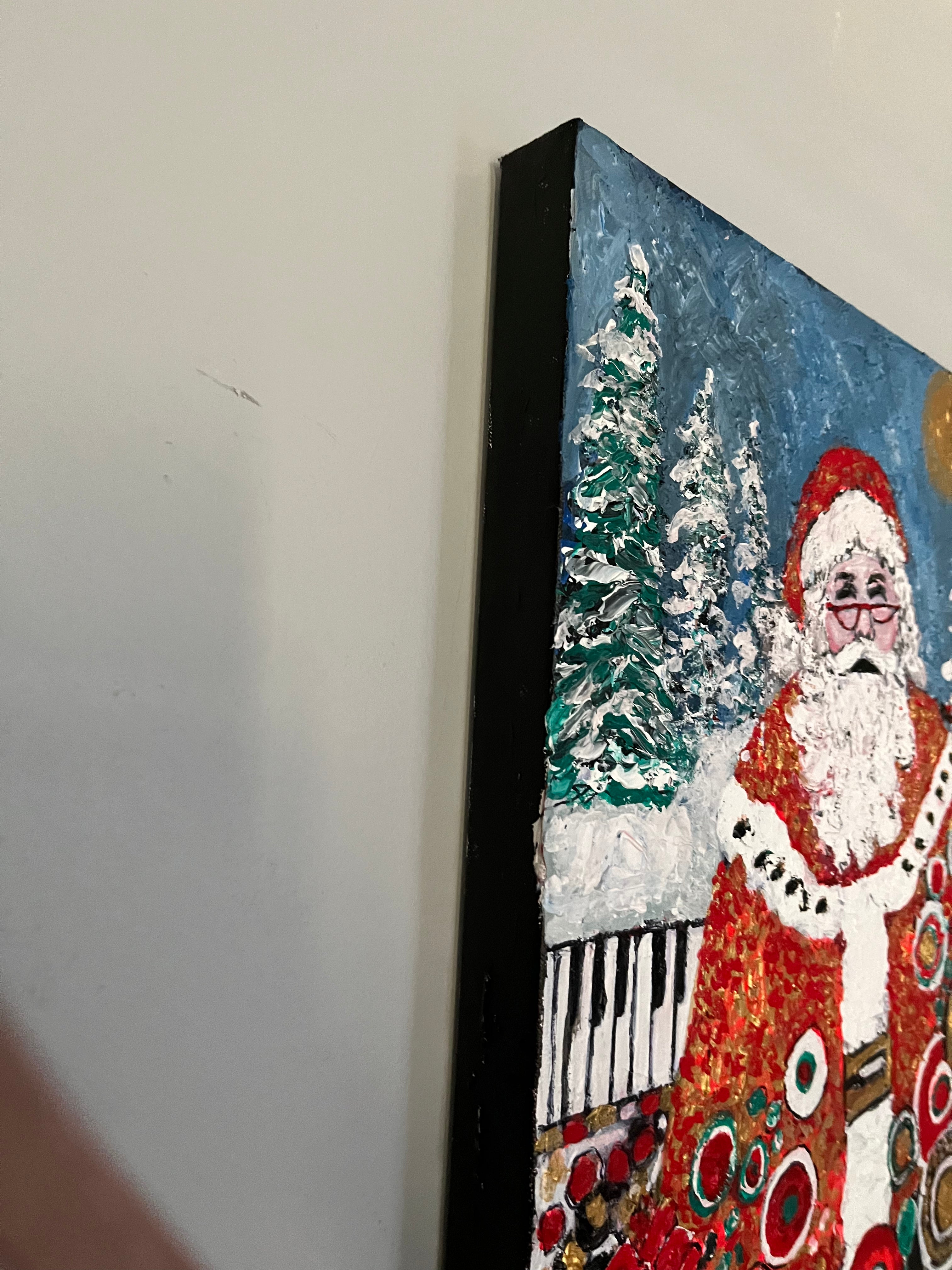 Santa's Magic | Vintage Style Christmas| 16x20 Inch Acrylic Gallery Canvas -Teresa Johnson Original Art