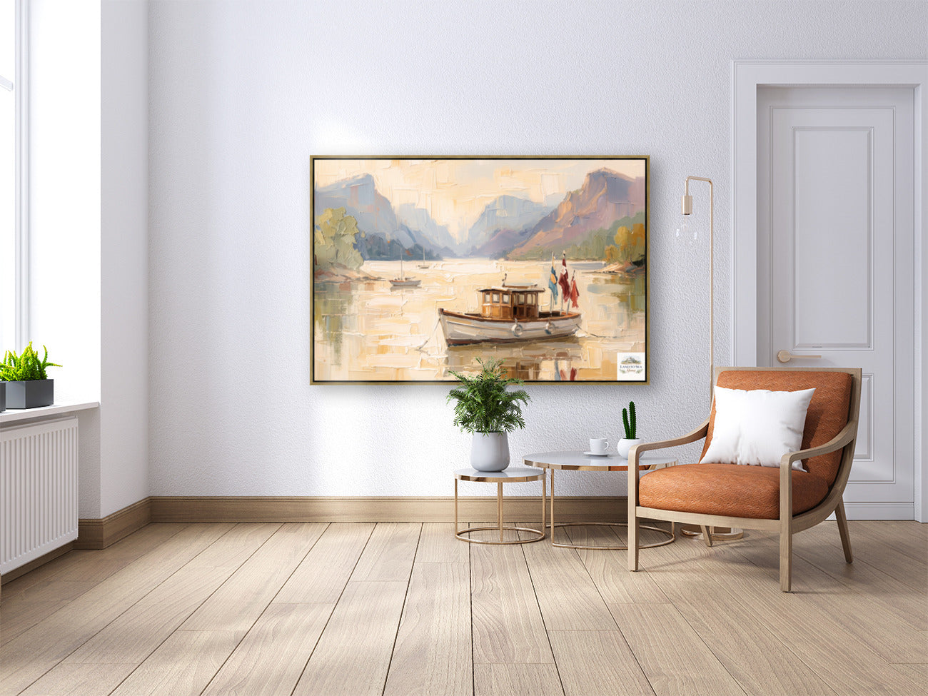 Silent Morning | Mountain Lake Boat Art Print | Impressionist Landscape | Coastal Cabin Decor | Giclée on Paper, Canvas, Wood & Metal