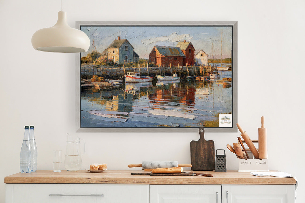 New England Boating| Coastal Homes and Ships Art| Giclee Paper- Wood- Metal- Canvas