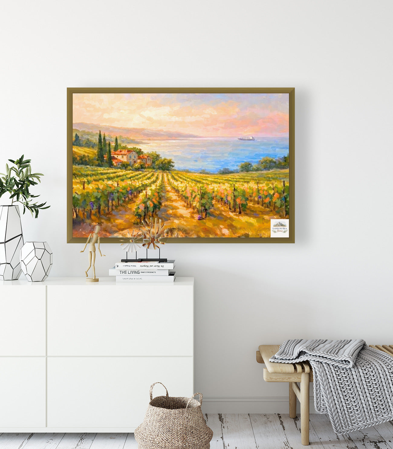 Mediterranean Vineyard by the Sea | Wine Country Art | Giclée Paper • Canvas • Birch Wood • Metal Panels