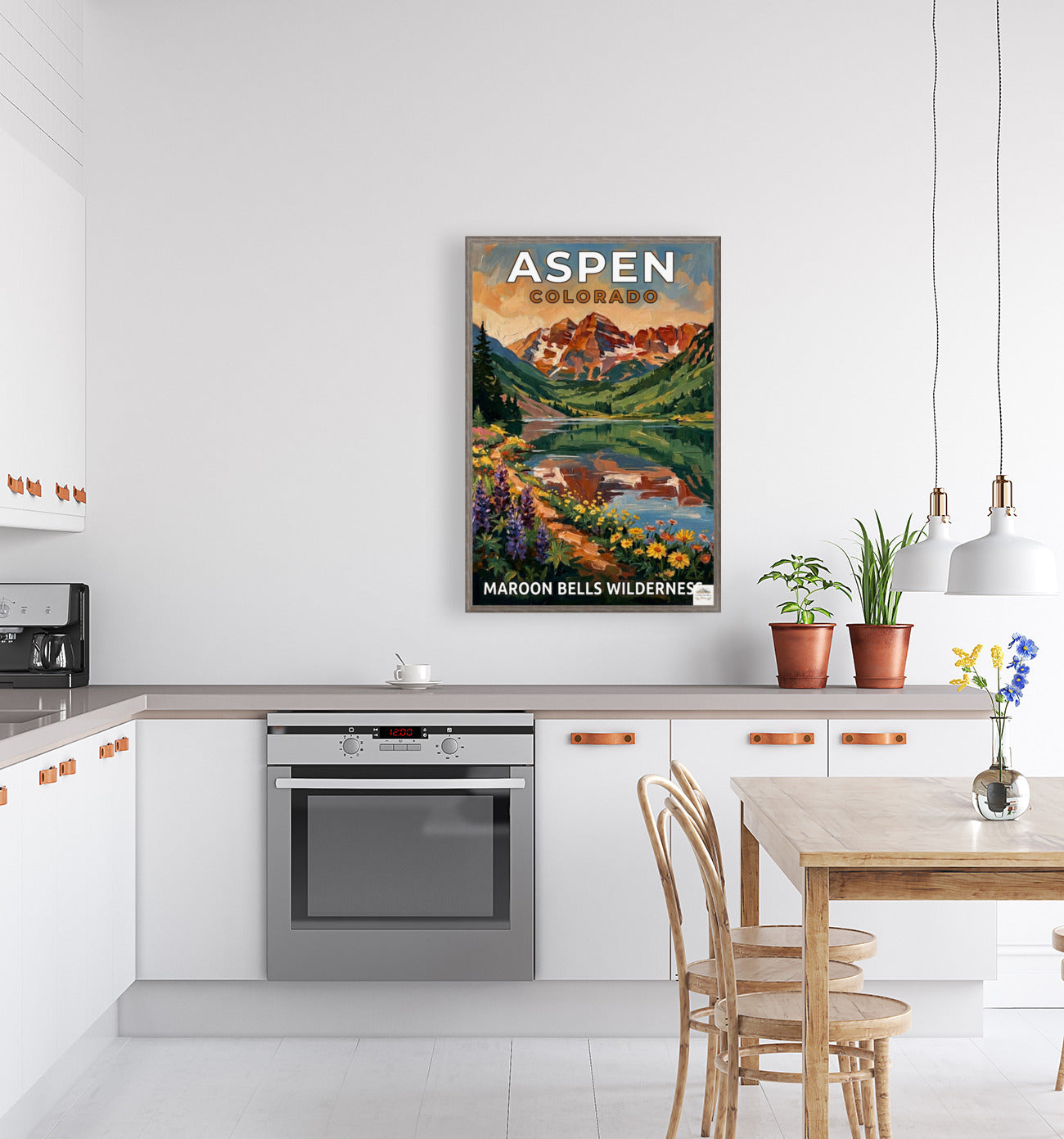 Aspen Colorado – Maroon Bells Wilderness | Mountain Lake Travel Poster | Impressionist Rocky Mountain Wall Print| Giclée Canvas, Metal, Wood & Paper Print