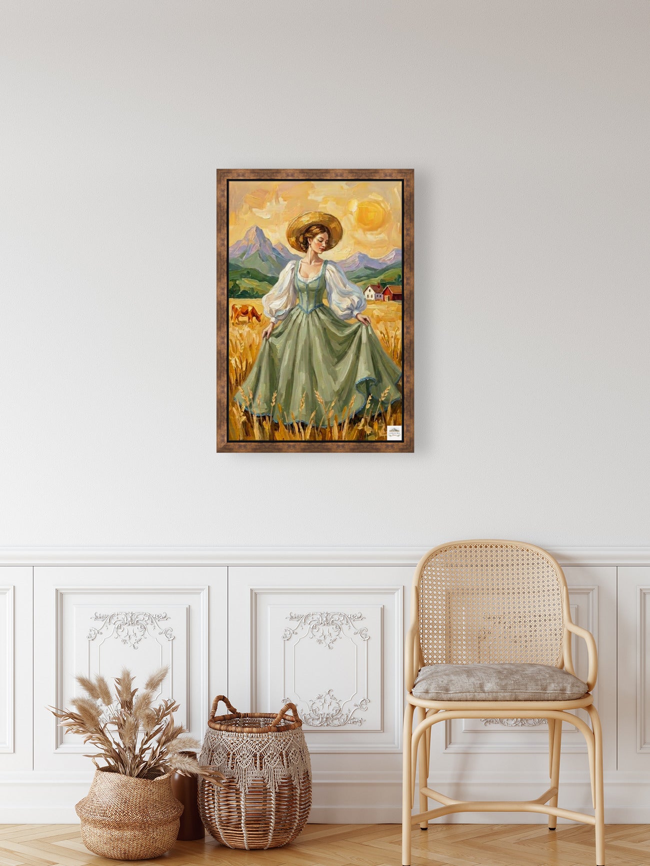 Dancing In the Garden| Vintage Style Print| Farm Village Art| Giclee Paper- Wood- Metal- Canvas