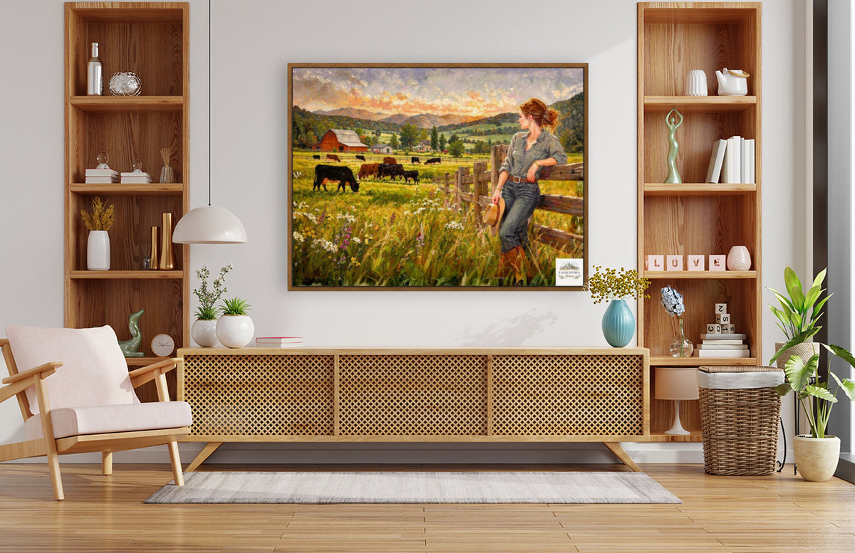 Where The Cattle Graze | Modern Farm Wife & Cattle Art | Giclee Paper • Canvas • Wood • Metal