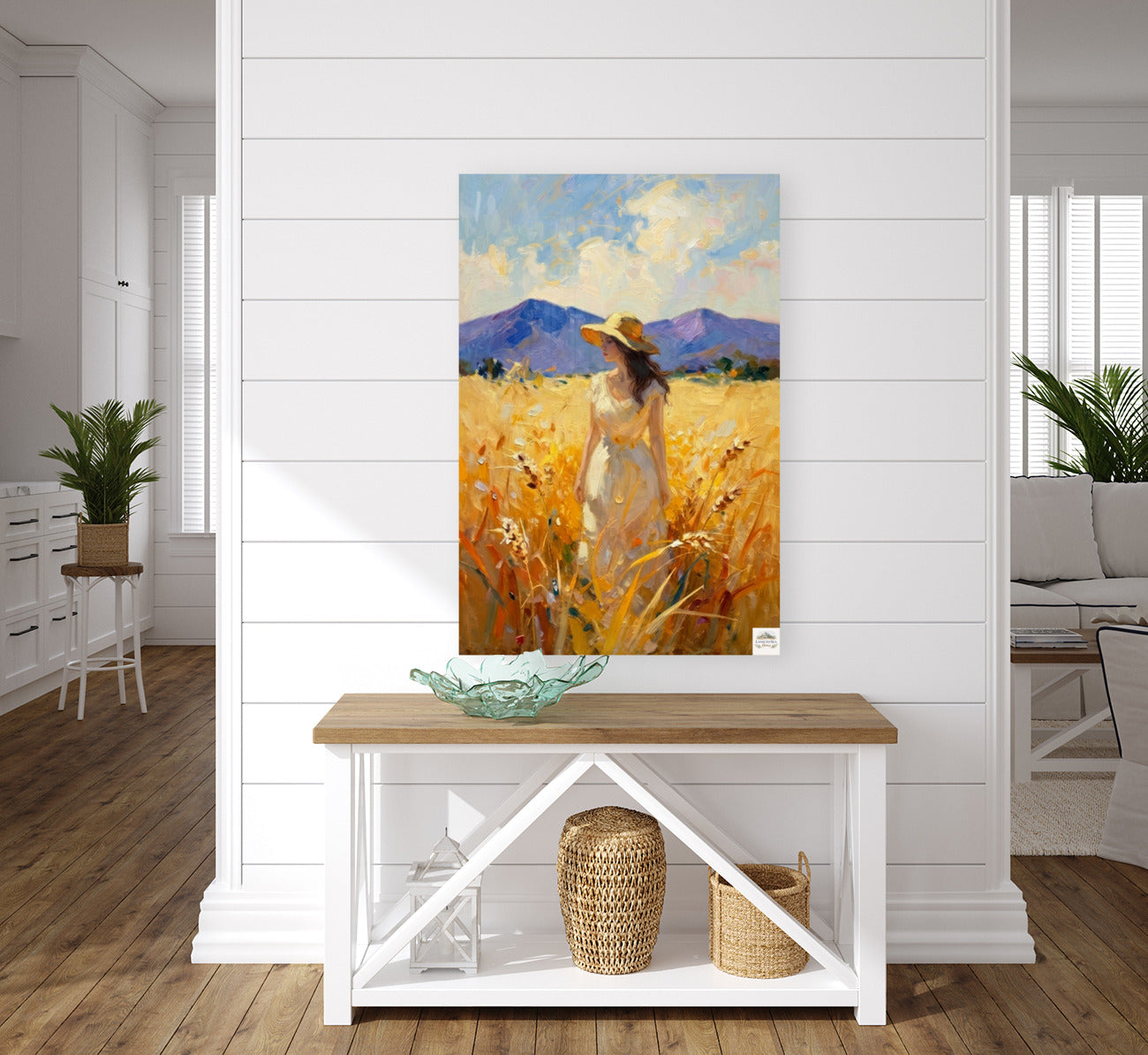 Where Summer Lingers | Wheat Field Prints |Vintage Style Farm Girl| Impressionist Landscape Print | Cottage Farmhouse Wall Art