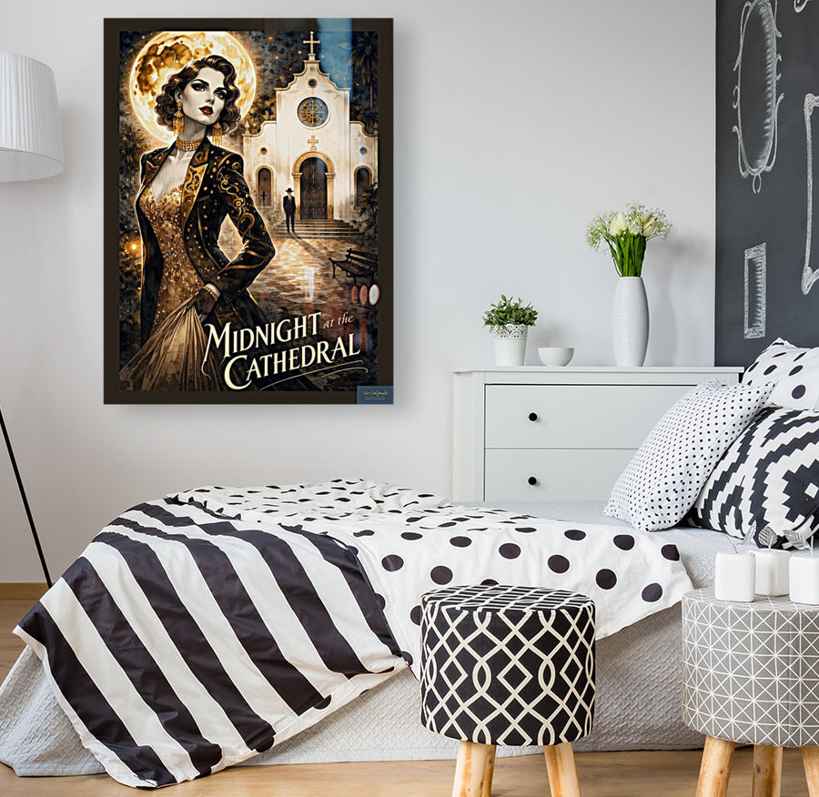 Midnight at the Cathedral. Vintage Hollywood Art. Giclee Paper- Wood- Metal- Canvas