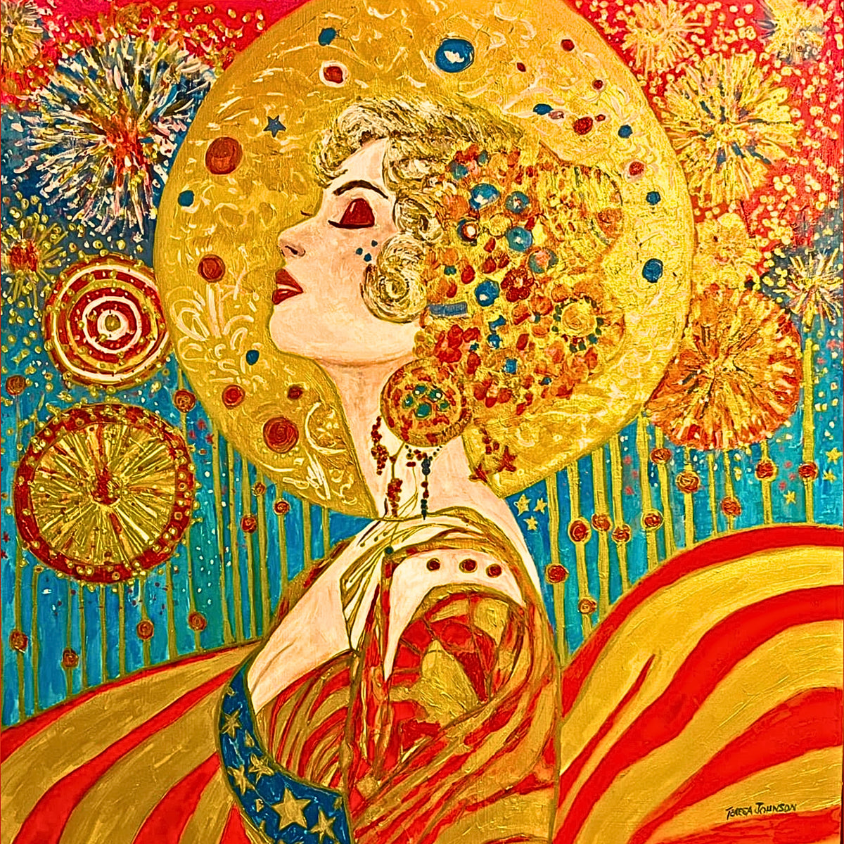 Miss Liberty | Original Teresa Johnson Patriotic Art Print | Lady Liberty Americana Wall Art | Giclée Paper • Wood • Metal • Canvas