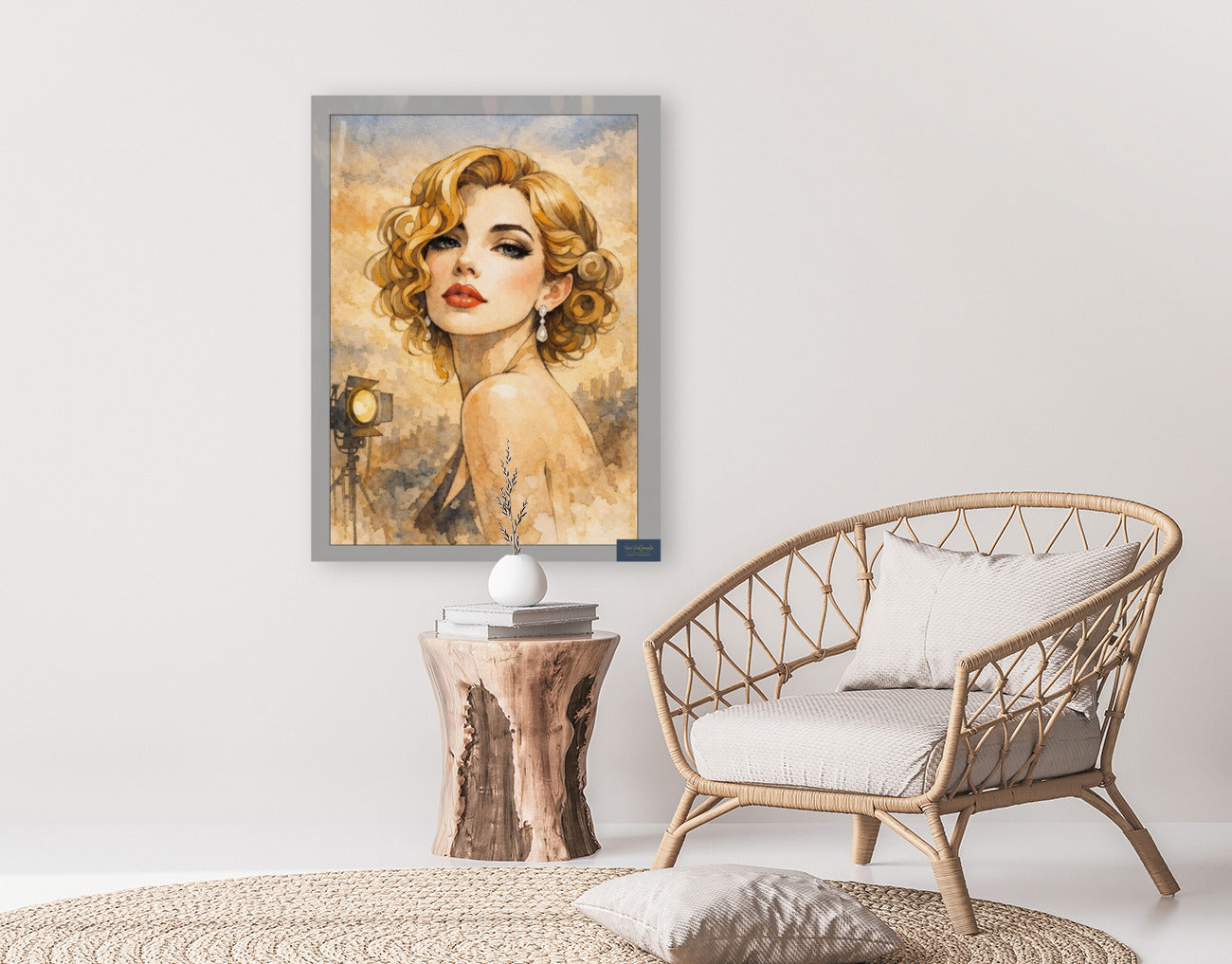Golden Glamour in Hollywood Style. Vintage Hollywood Art. Giclee Paper- Wood- Metal- Canvas
