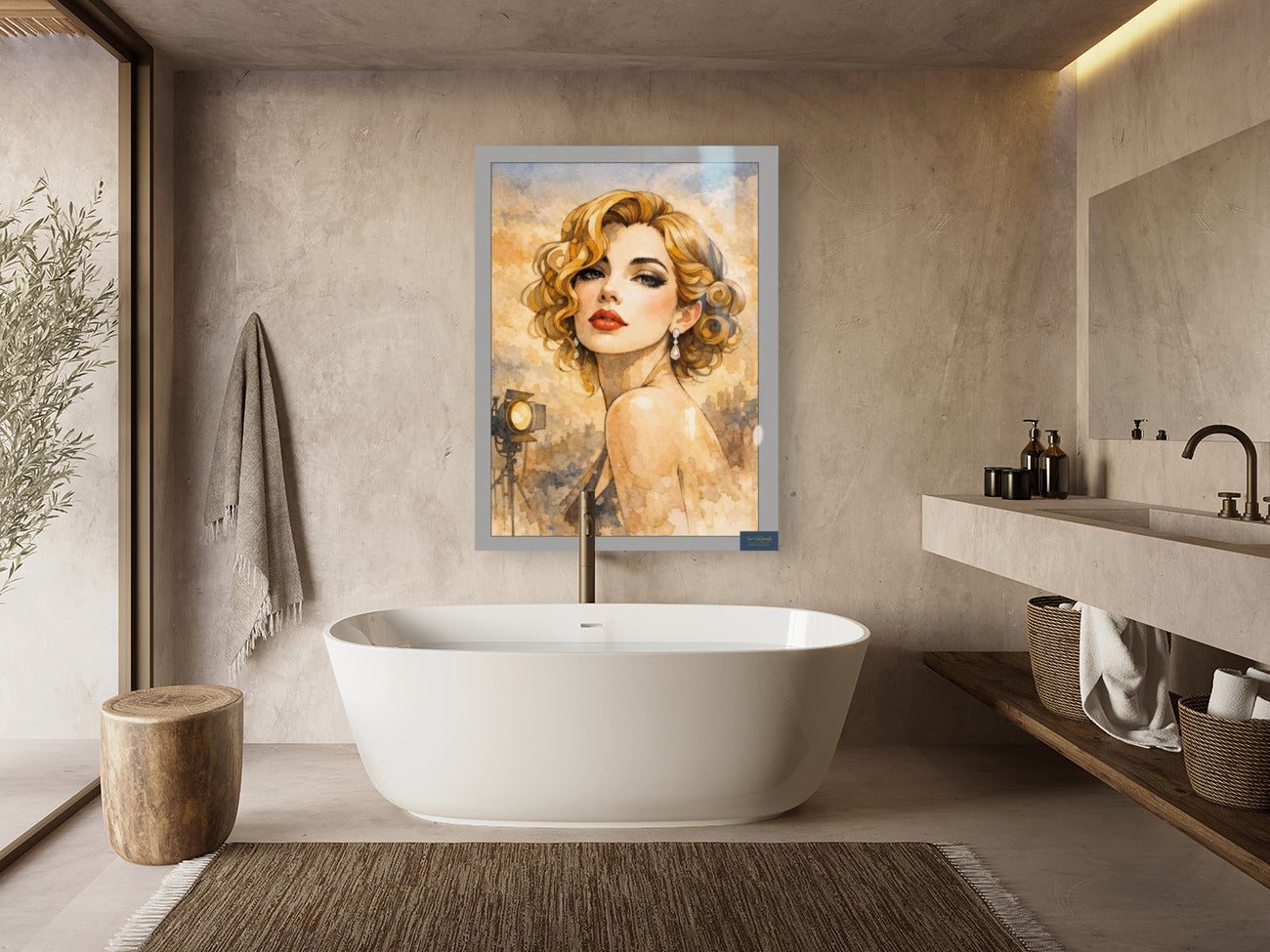 Golden Glamour in Hollywood Style. Vintage Hollywood Art. Giclee Paper- Wood- Metal- Canvas