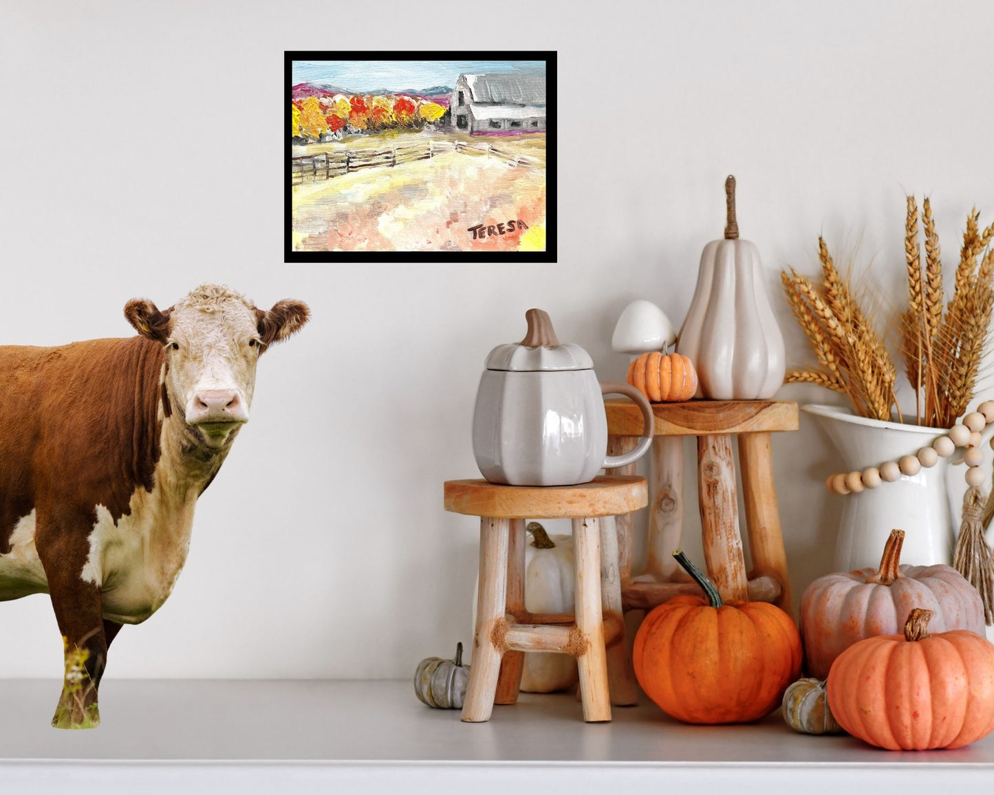 Autumn at the Farm- Original Acrylic Painting-10 x 8 inch – Framed and Ready to Display