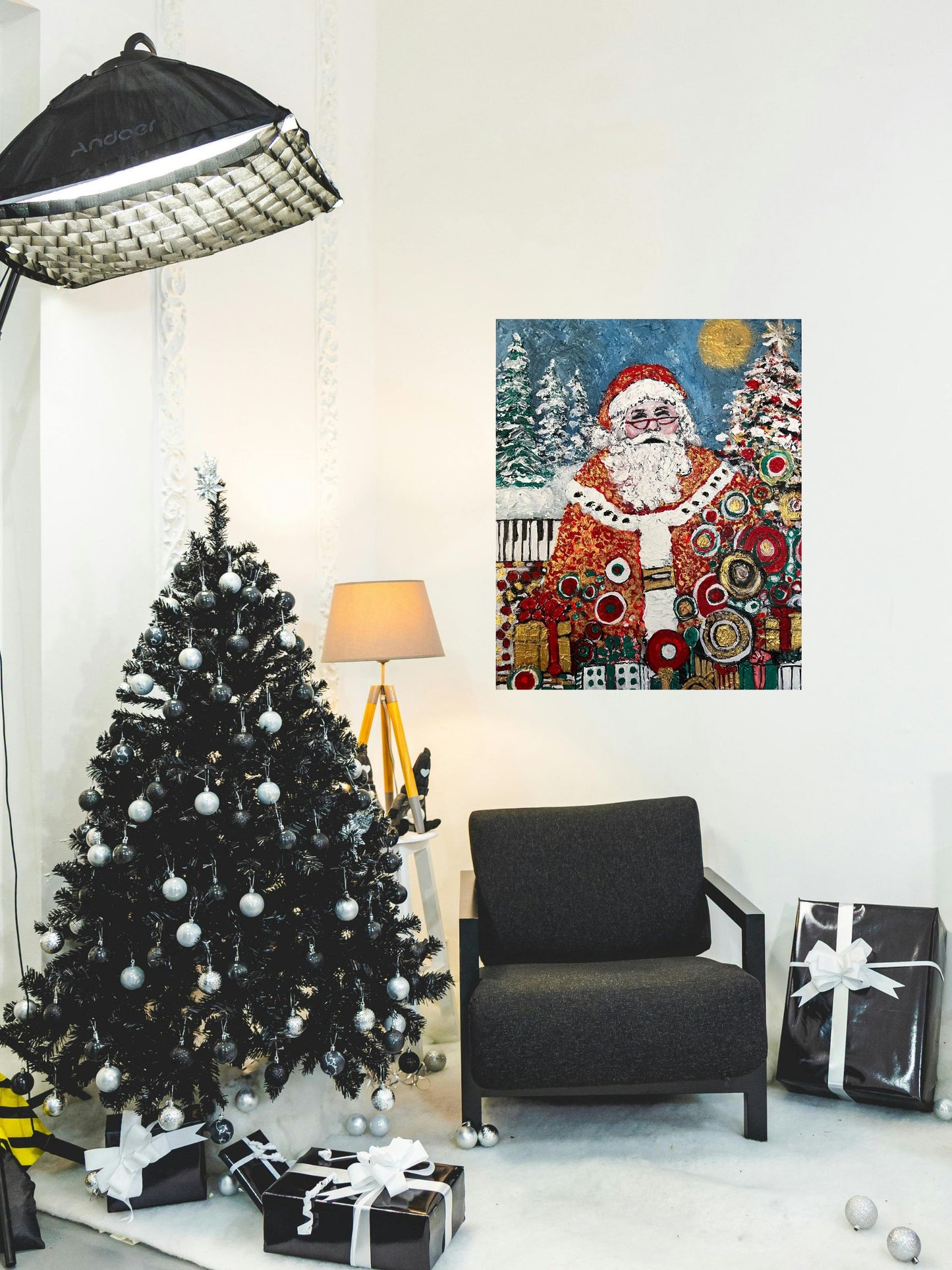 Santa's Magic | Vintage Style Christmas| 16x20 Inch Acrylic Gallery Canvas -Teresa Johnson Original Art