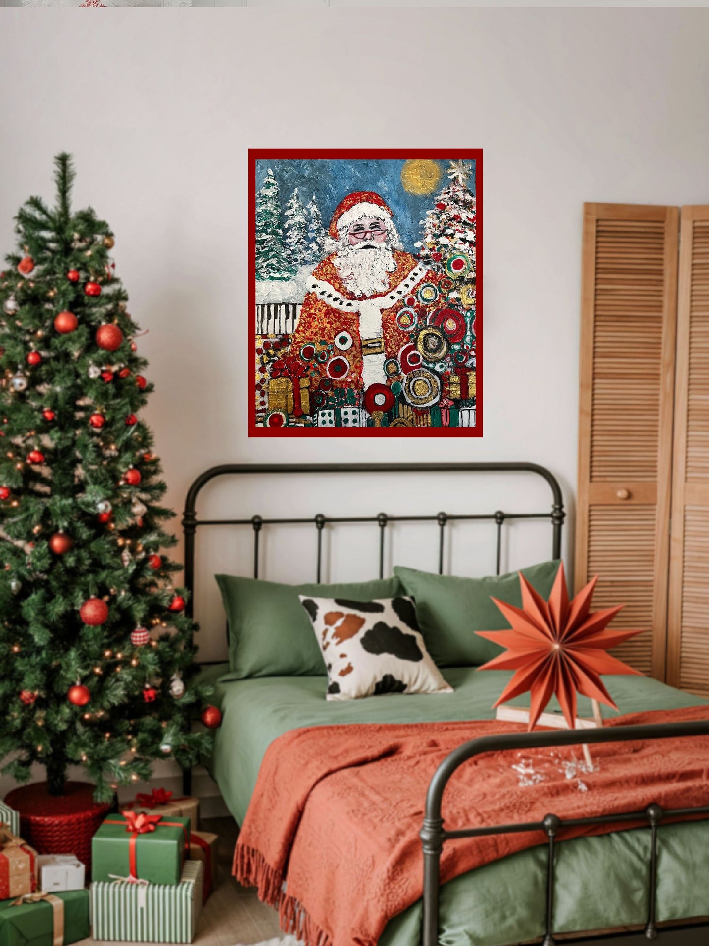 Santa's Magic | Vintage Style Christmas| 16x20 Inch Acrylic Gallery Canvas -Teresa Johnson Original Art