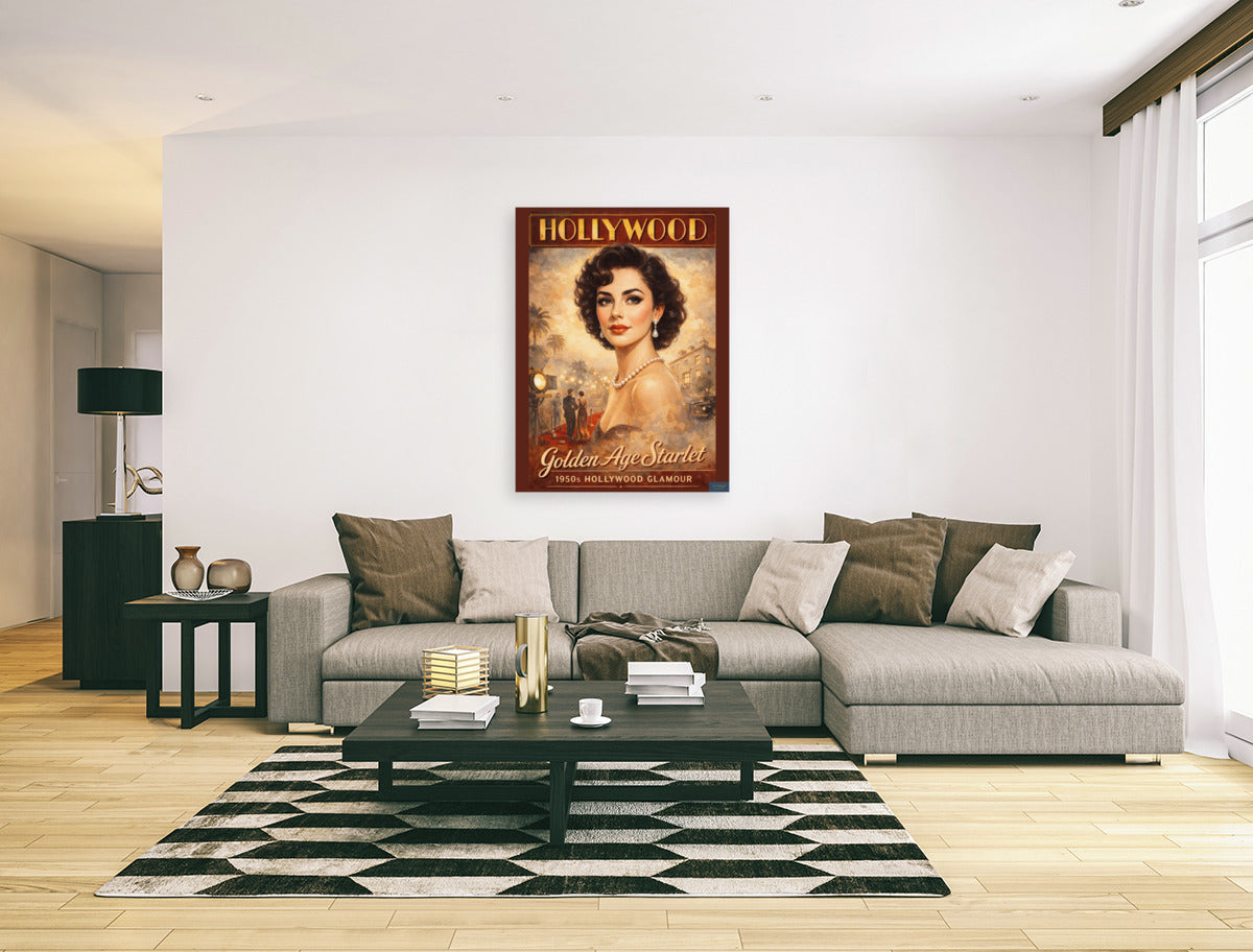 Golden Age Starlet Glamour. Vintage Hollywood Art. Giclee Paper- Wood- Metal- Canvas