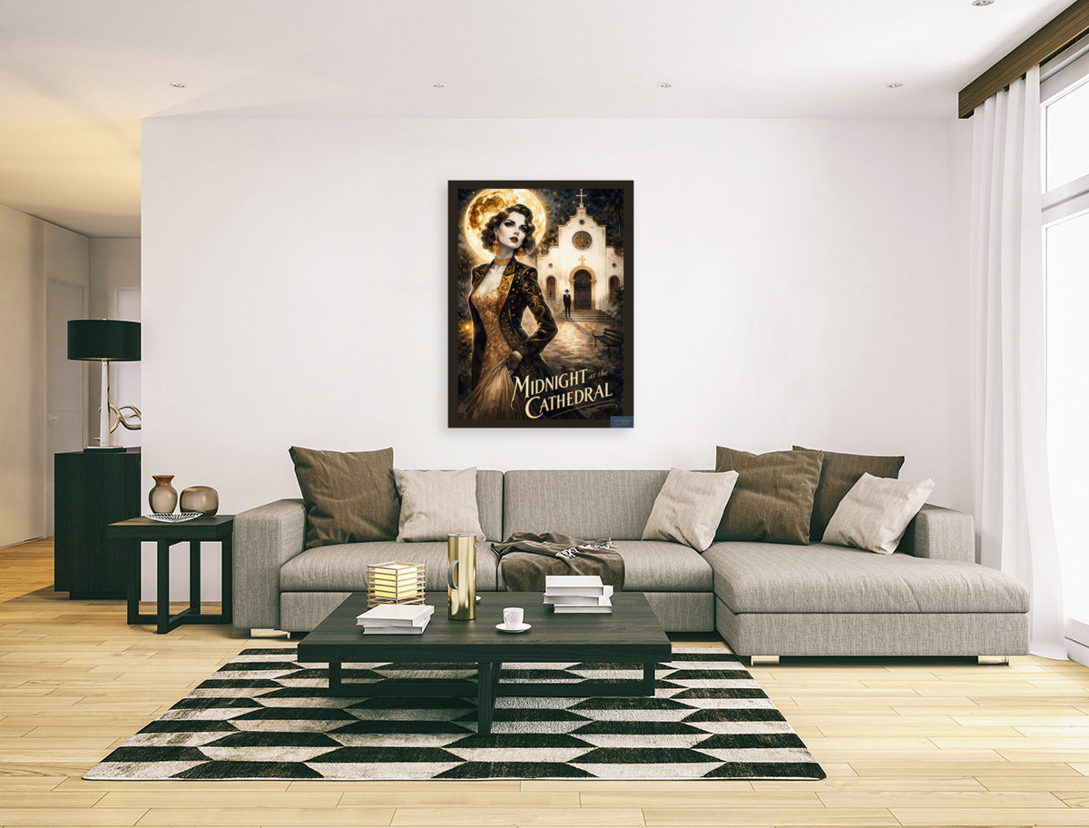Midnight at the Cathedral. Vintage Hollywood Art. Giclee Paper- Wood- Metal- Canvas