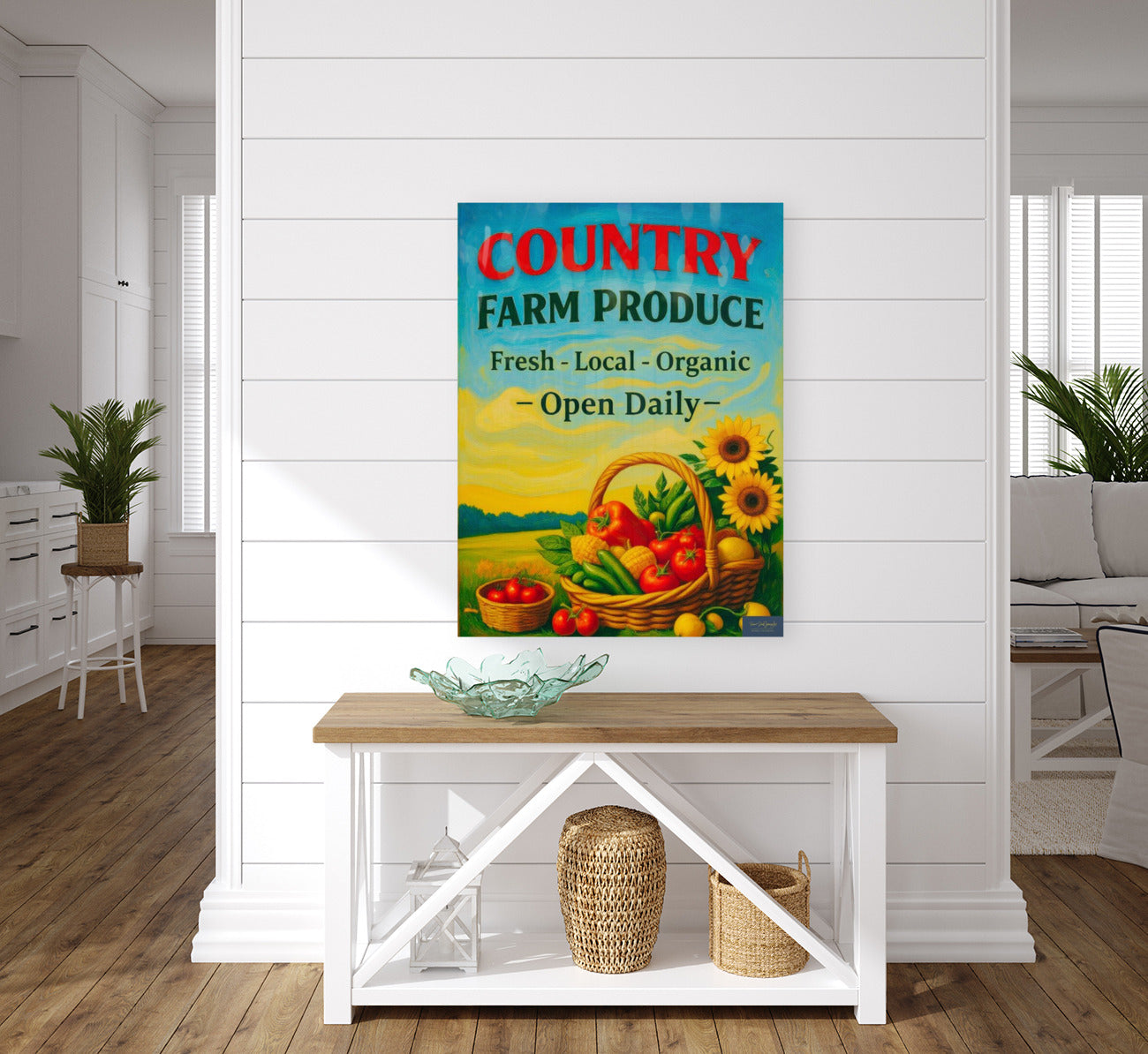 Country Farm Produce- Vegetables-Fruit-Flowers-Prints Canvas Wood or Metal Art