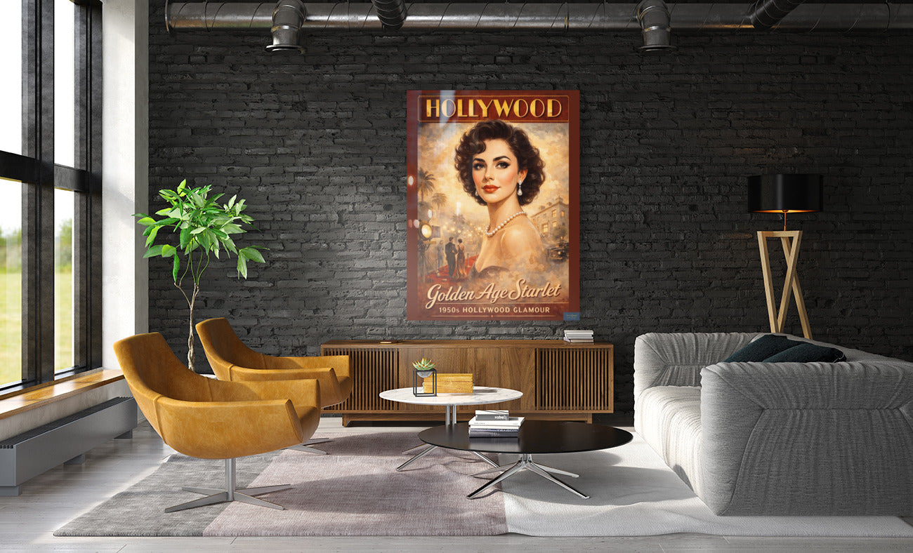 Golden Age Starlet Glamour. Vintage Hollywood Art. Giclee Paper- Wood- Metal- Canvas