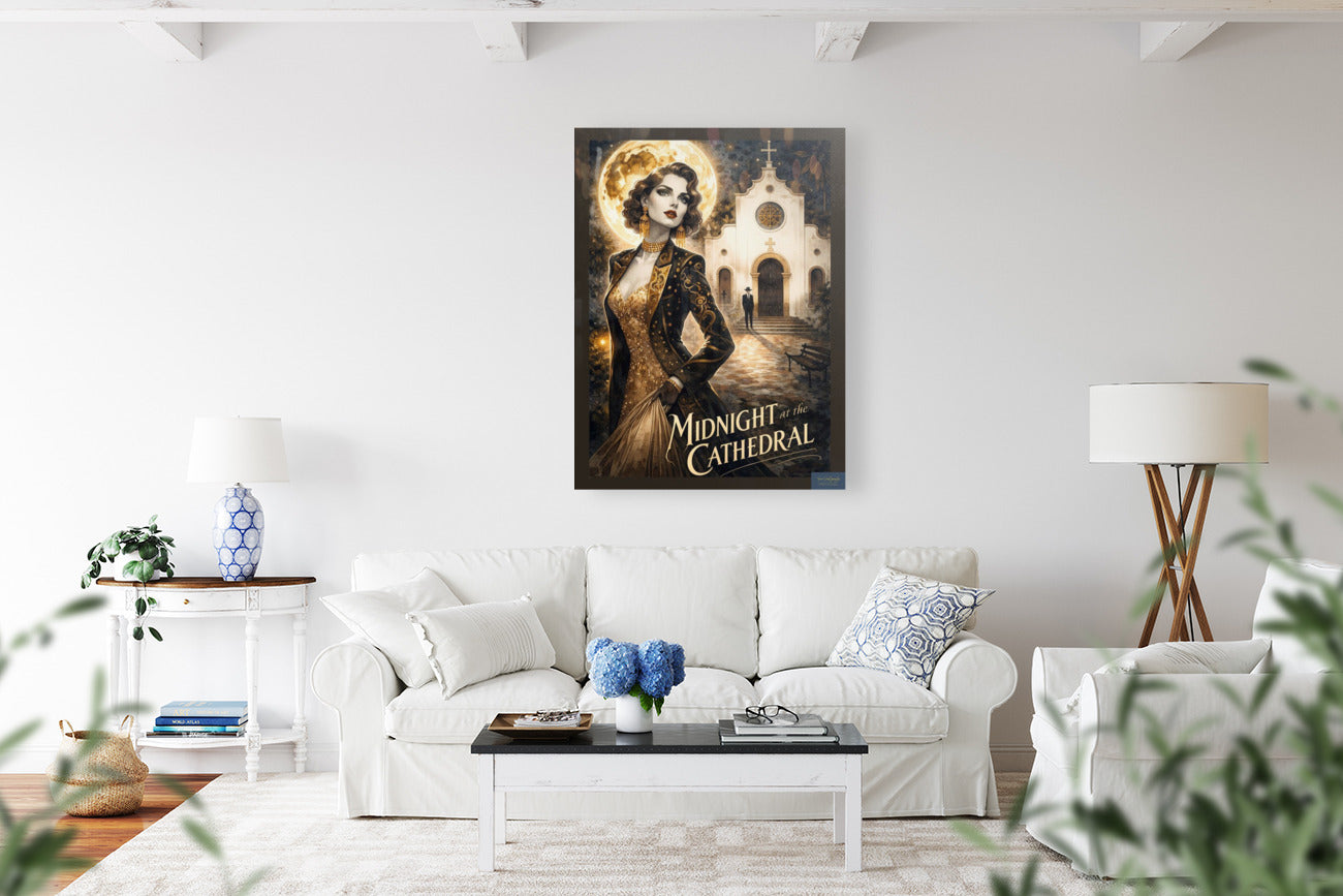 Midnight at the Cathedral. Vintage Hollywood Art. Giclee Paper- Wood- Metal- Canvas