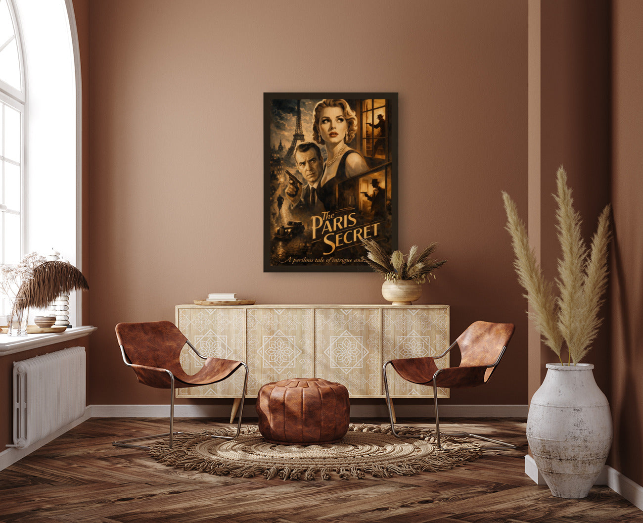 The Paris Secret Intrigue in the Night -Vintage Hollywood Art. Giclee Paper- Wood- Metal- Canvas