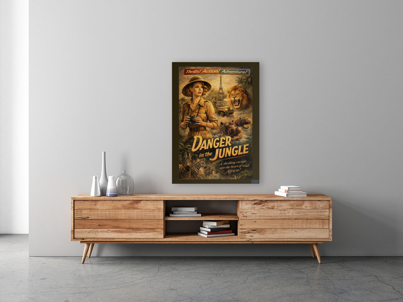 Danger In The Jungle| Vintage Hollywood Art. Giclee Paper- Wood- Metal- Canvas